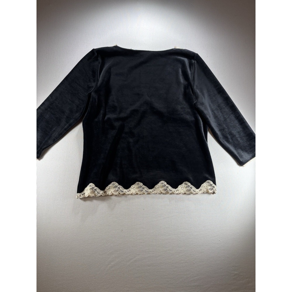 Emma James Velvet Babydoll Women's Top Lace Beaded Romantic Whimsygoth L Y2K Vtg - Picture 14 of 16